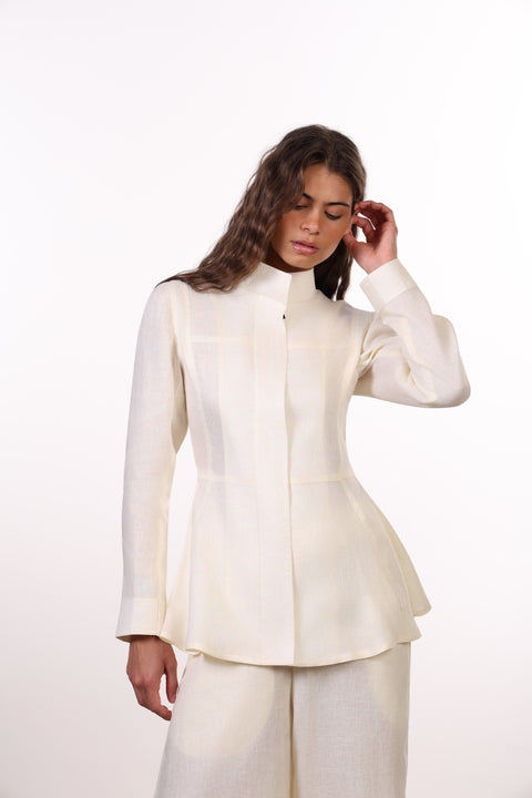 THE SIGNATURE LINEN SHIRT  — WOMENS OFF WHITE