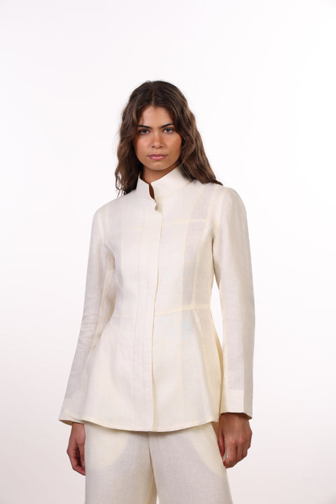 THE SIGNATURE LINEN SET — WOMENS CREAM WHITE