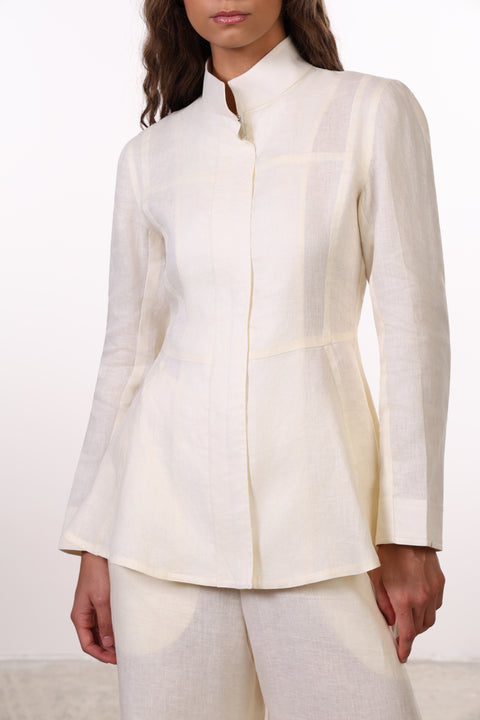 THE SIGNATURE LINEN SHIRT  — WOMENS OFF WHITE