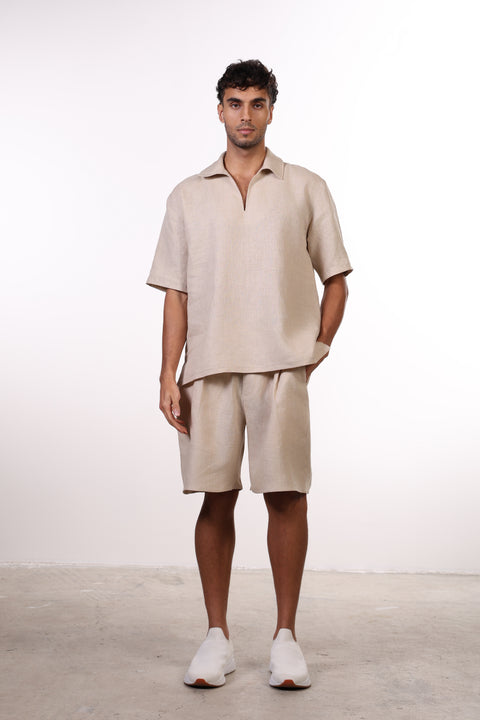 THE SIGNATURE LINEN SHIRT — MENS BEIGE