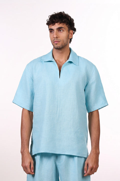 THE SIGNATURE LINEN SHIRT — MENS TEAL