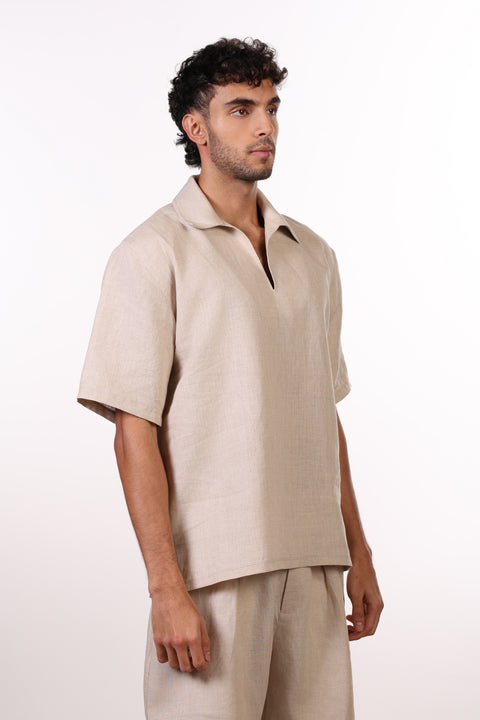 THE SIGNATURE LINEN SHIRT — MENS BEIGE