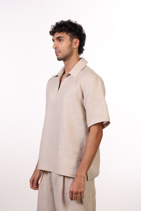 THE SIGNATURE LINEN SHIRT — MENS BEIGE