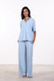 PYJAMA HALF SLEEVES SET — WOMENS SKY BLUE