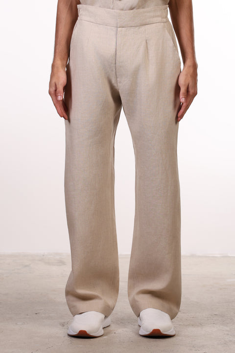 THE CLASSIC LINEN SHORT SLEEVES SET — MENS BEIGE