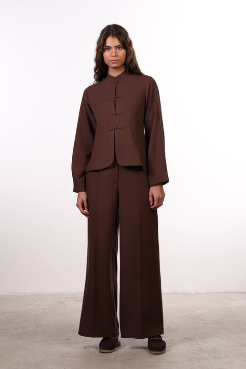 THE JAPANESE LINEN BLEND SET — WOMENS BROWN