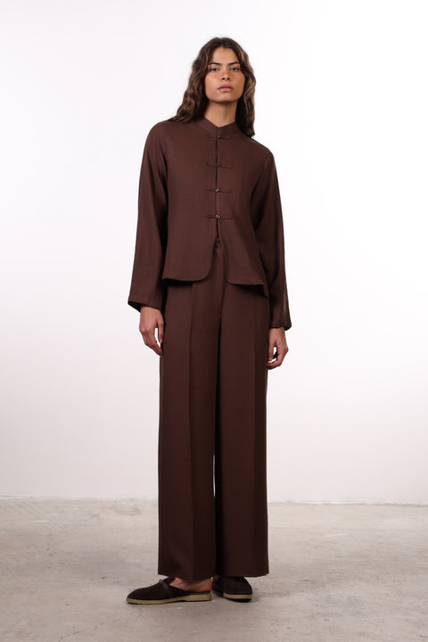 THE JAPANESE LINEN BLEND SET — WOMENS BROWN