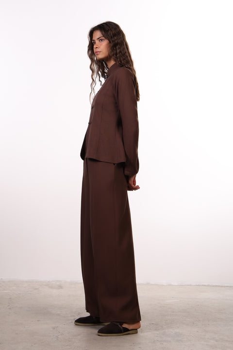 THE JAPANESE LINEN BLEND SET — WOMENS BROWN