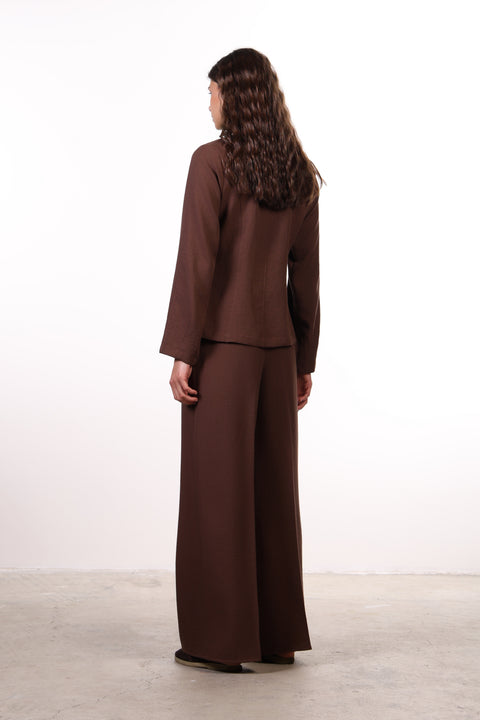 THE JAPANESE LINEN BLEND SET — WOMENS BROWN