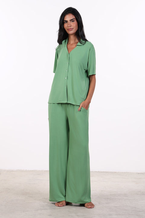 PYJAMA HALF SLEEVES SET — WOMENS GREEN