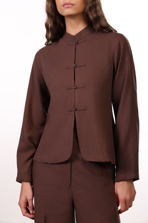 THE JAPANESE LINEN BLEND SHIRT — WOMENS BROWN