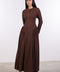 PANELLED MAXI DRESS FULL SLEEVES — WOMENS BROWN