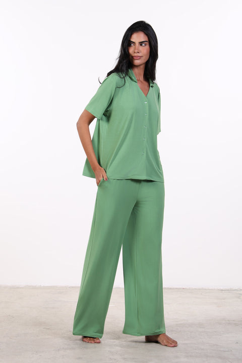PYJAMA HALF SLEEVES SET — WOMENS GREEN