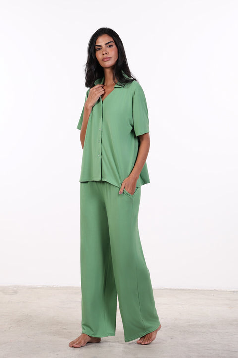 PYJAMA HALF SLEEVES SET — WOMENS GREEN
