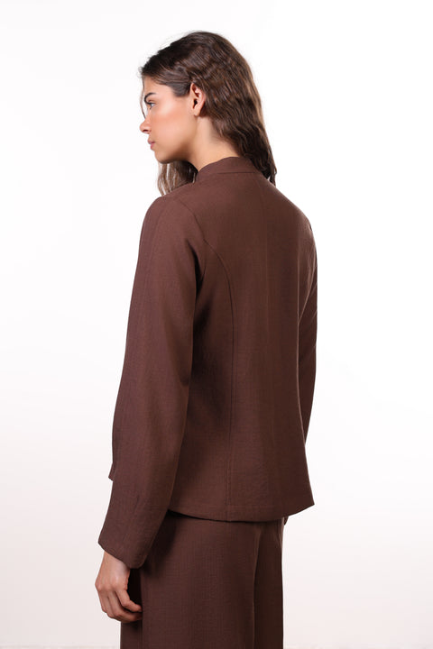 THE JAPANESE LINEN BLEND SHIRT — WOMENS BROWN