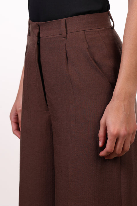 THE JAPANESE LINEN BLEND PANTS — WOMENS BROWN