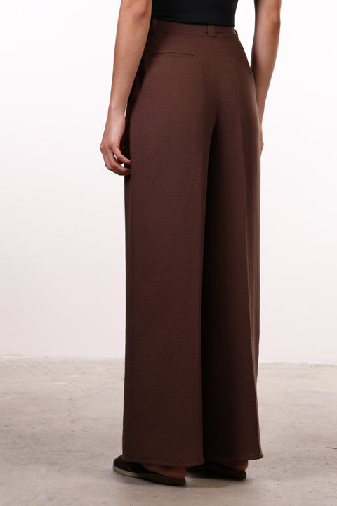 THE JAPANESE LINEN BLEND PANTS — WOMENS BROWN