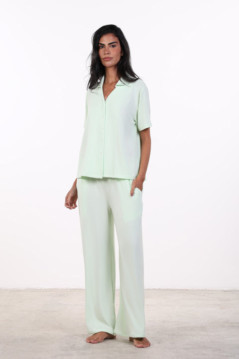 PYJAMA HALF SLEEVES SET — WOMENS MINT