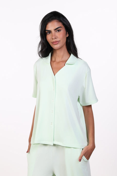 PYJAMA TOP HALF SLEEVES — WOMENS MINT