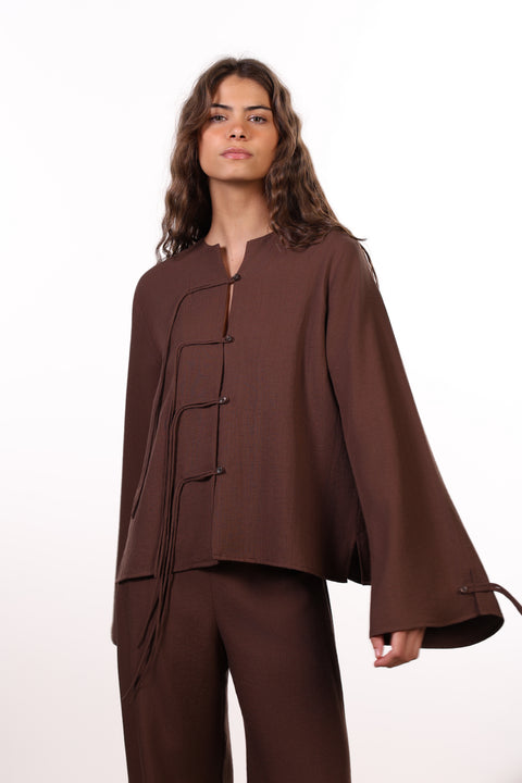 THE ISLAND LINEN BLEND SET — WOMENS BROWN