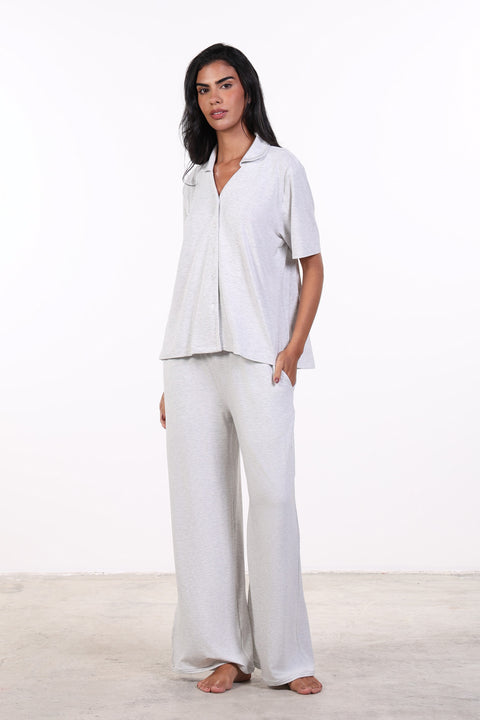 PYJAMA HALF SLEEVES SET — WOMENS CLOUD GREY