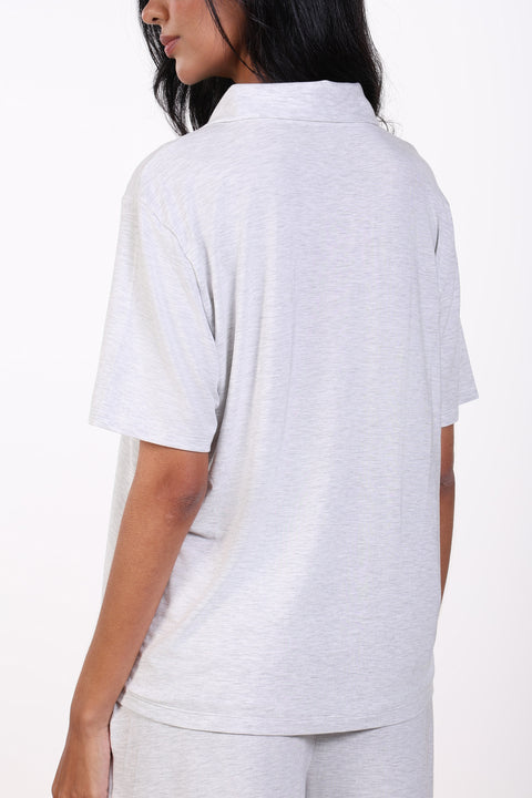 PYJAMA HALF SLEEVES SET — WOMENS CLOUD GREY