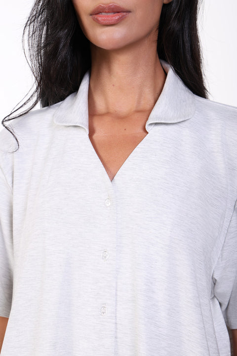 PYJAMA TOP HALF SLEEVES — WOMENS CLOUD GREY