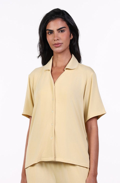 PYJAMA TOP HALF SLEEVES — WOMENS YELLOW