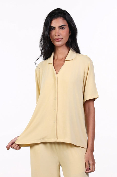PYJAMA TOP HALF SLEEVES — WOMENS YELLOW
