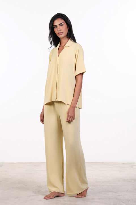 PYJAMA HALF SLEEVES SET — WOMENS YELLOW