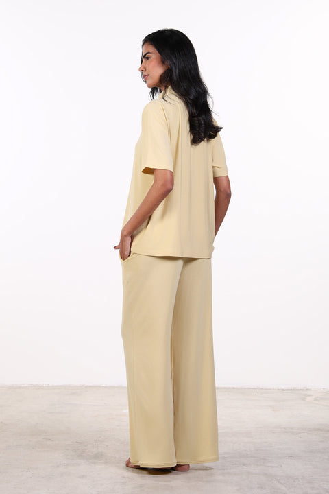 PYJAMA HALF SLEEVES SET — WOMENS YELLOW