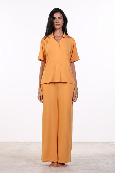 PYJAMA HALF SLEEVES SET — WOMENS ORANGE