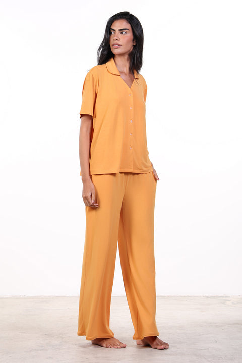 PYJAMA HALF SLEEVES SET — WOMENS ORANGE