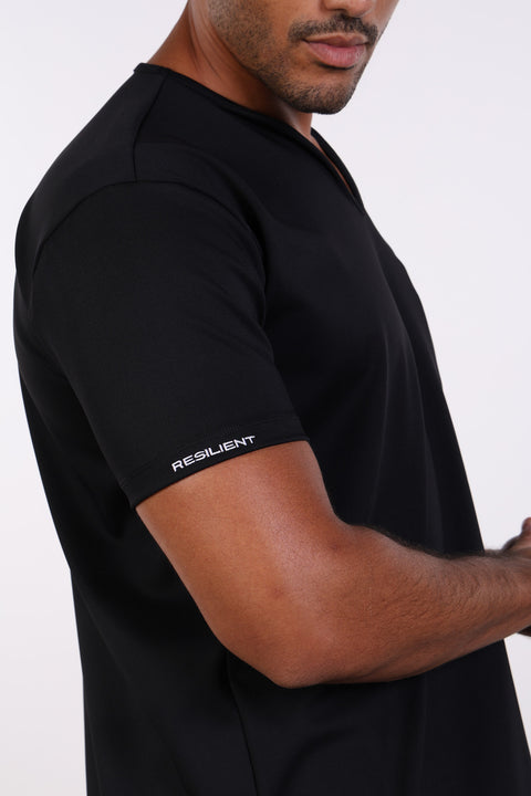 THE NOTCH-NECK SCRUB TOP  — MENS BLACK