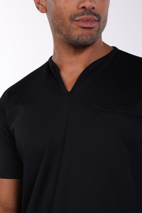 THE NOTCH-NECK SCRUB TOP  — MENS BLACK
