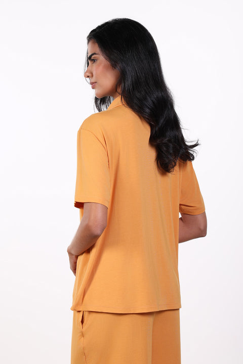 PYJAMA TOP HALF SLEEVES — WOMENS ORANGE