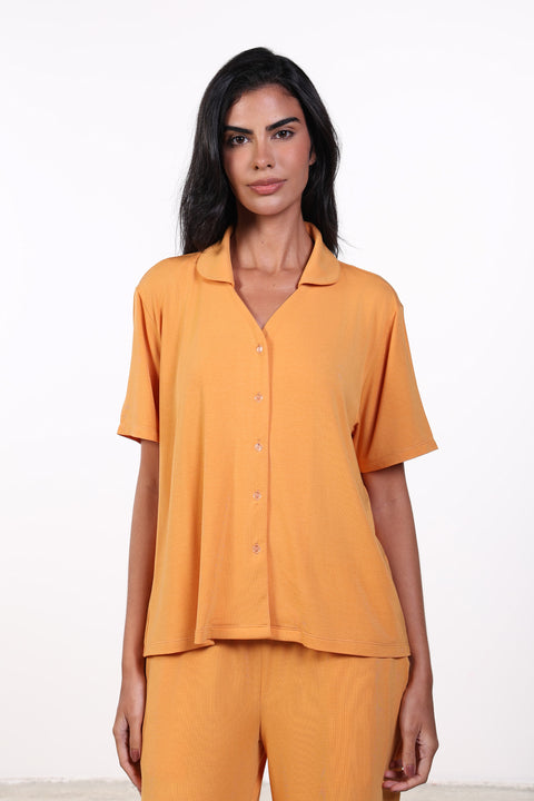 PYJAMA TOP HALF SLEEVES — WOMENS ORANGE