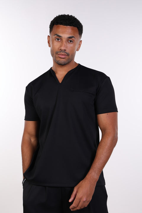THE NOTCH-NECK SCRUB TOP  — MENS BLACK