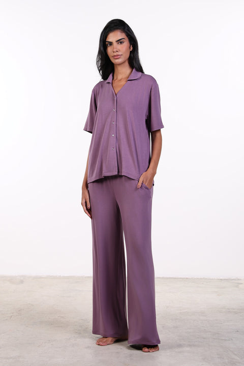 PYJAMA HALF SLEEVES SET — WOMENS PURPLE