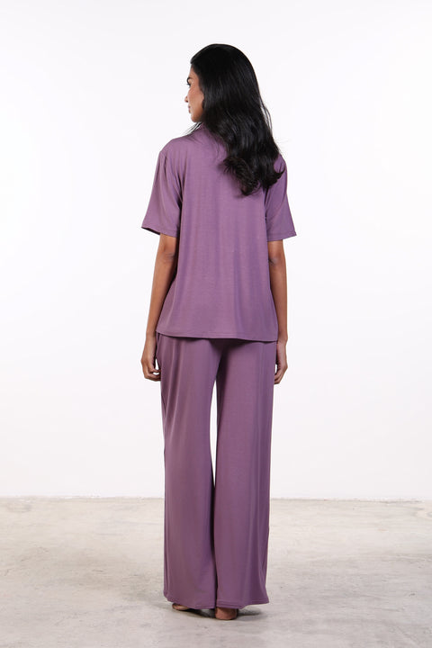 PYJAMA HALF SLEEVES SET — WOMENS PURPLE