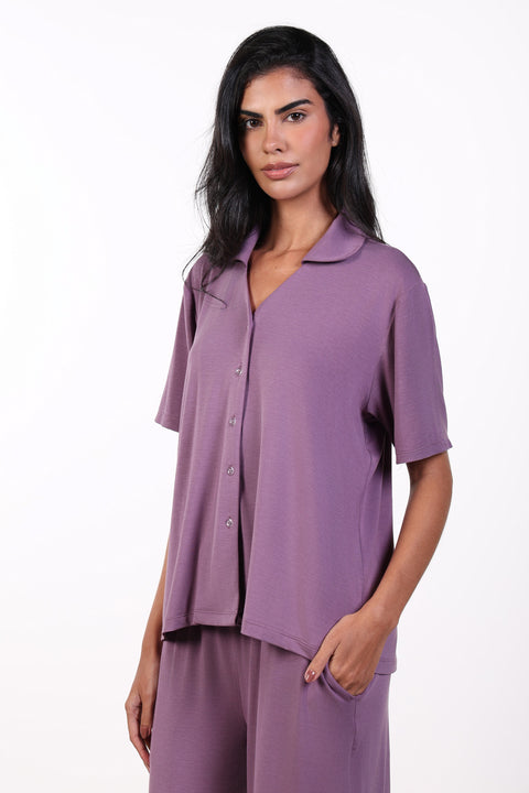 PYJAMA HALF SLEEVES SET — WOMENS PURPLE