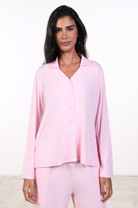 PYJAMA TOP FULL SLEEVES — WOMENS PINK