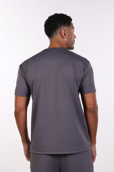 THE NOTCH-NECK SCRUB TOP  — MENS GREY