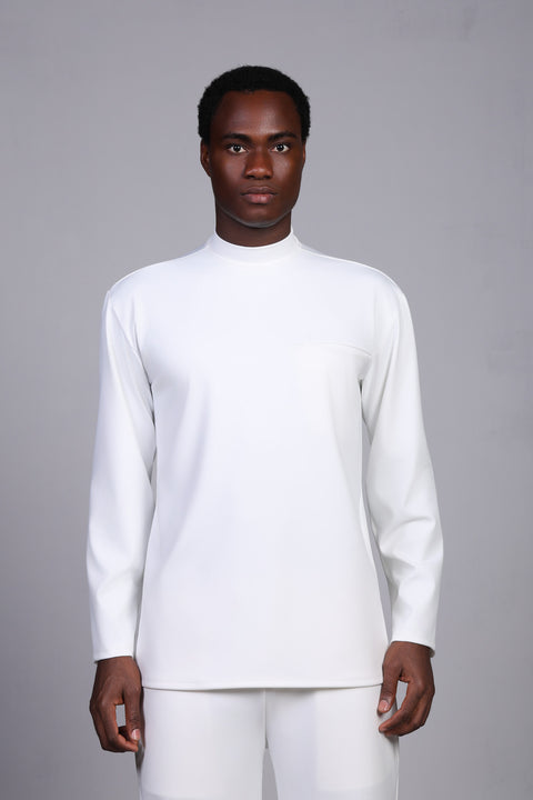 FLEX SHIRT FULL SLEEVES HIGH NECK — MENS WHITE