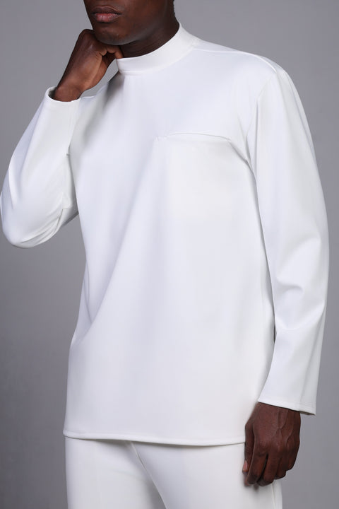 FLEX SHIRT FULL SLEEVES HIGH NECK — MENS WHITE