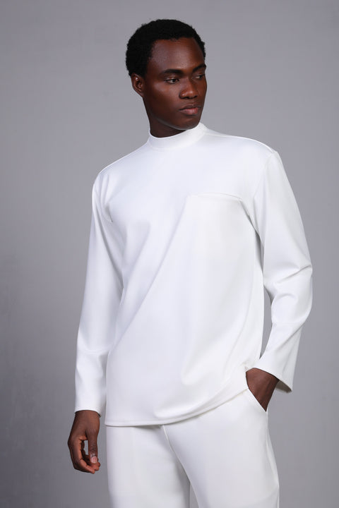FLEX SHIRT FULL SLEEVES HIGH NECK — MENS WHITE