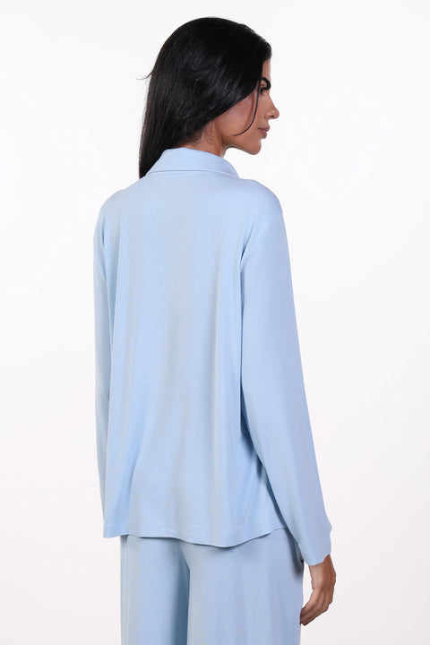 PYJAMA TOP FULL SLEEVES — WOMENS SKY BLUE