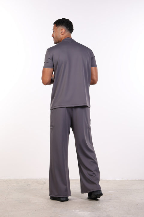 PALMA HIGH-NECK SCRUB SHIRT  — MENS GREY