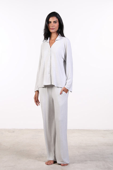 PYJAMA FULL SLEEVES SET — WOMENS CLOUD GREY