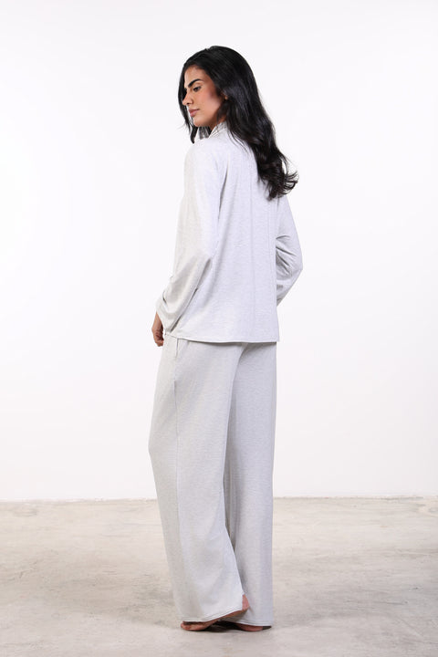 PYJAMA FULL SLEEVES SET — WOMENS CLOUD GREY
